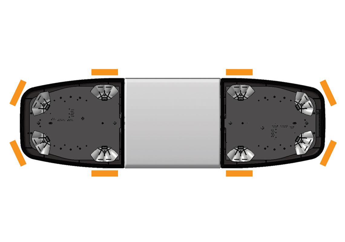 Barra di segnalazione a LED ultra piatta ambra modulo centrale opalino  950 mm
